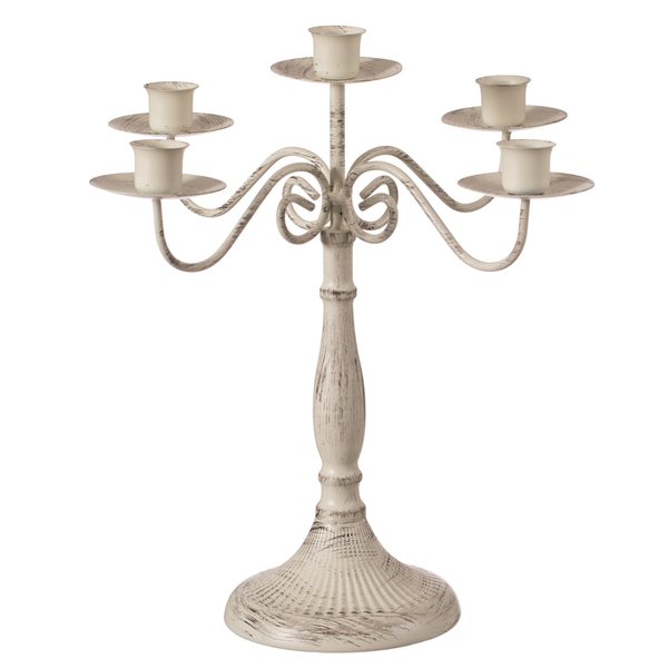 Fabulaxe Antique 12 Distressed 5 Arm Metal Candelabra for Dining Room, Entryway, Kitchen and Vanity QI004339.QU